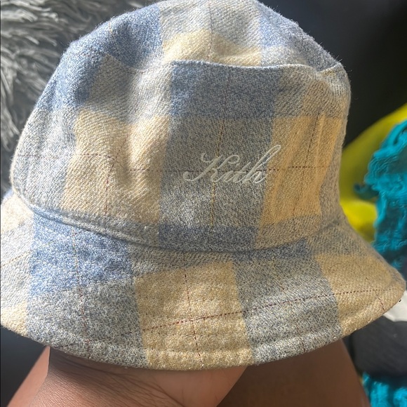 Kids Plaid Bucket Hat - Blue and Yellow - Picture 1 of 3